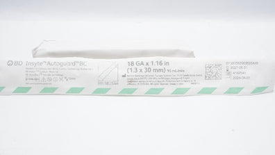 BD 382544 Insyte Autoguard BC Shielded IV Cath. 18GA x 1.16inch 95mL/min